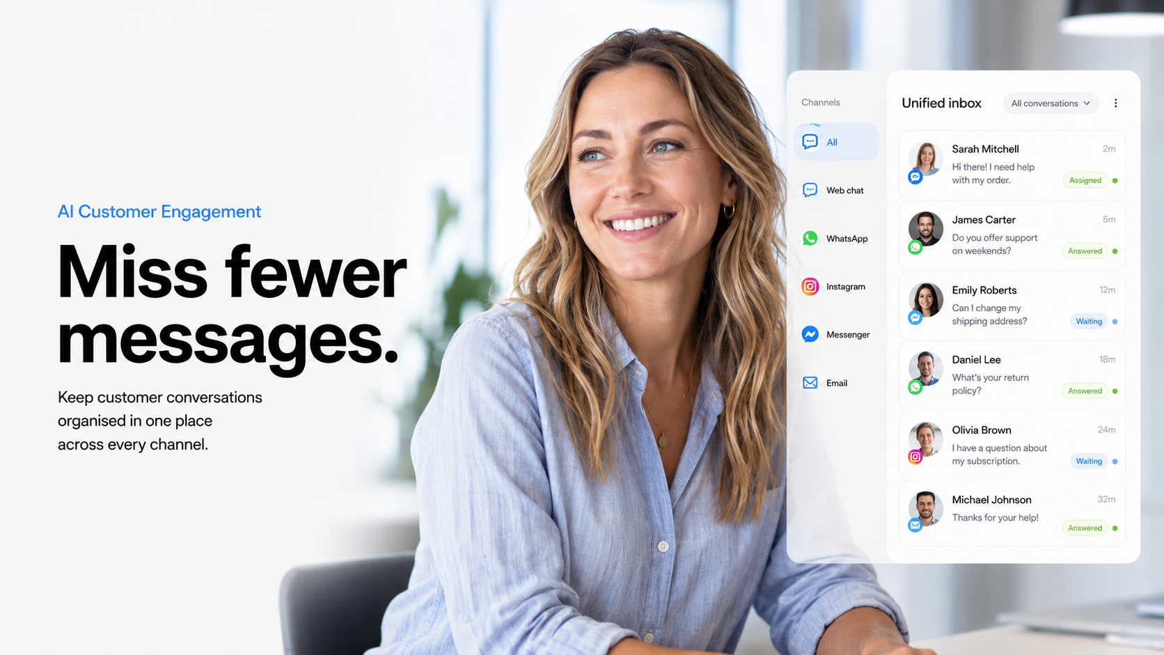 Miss fewer messages - customer conversations unified across channels